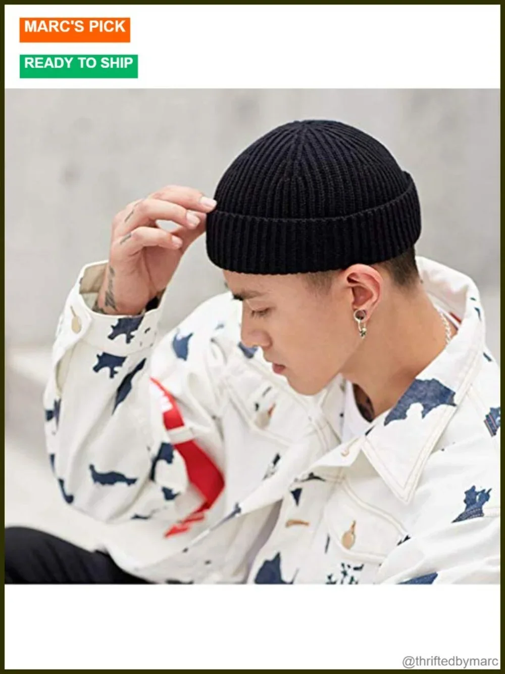 Wool Blend Short Fisherman Beanie Winter Cuffed Skullcap Unisex